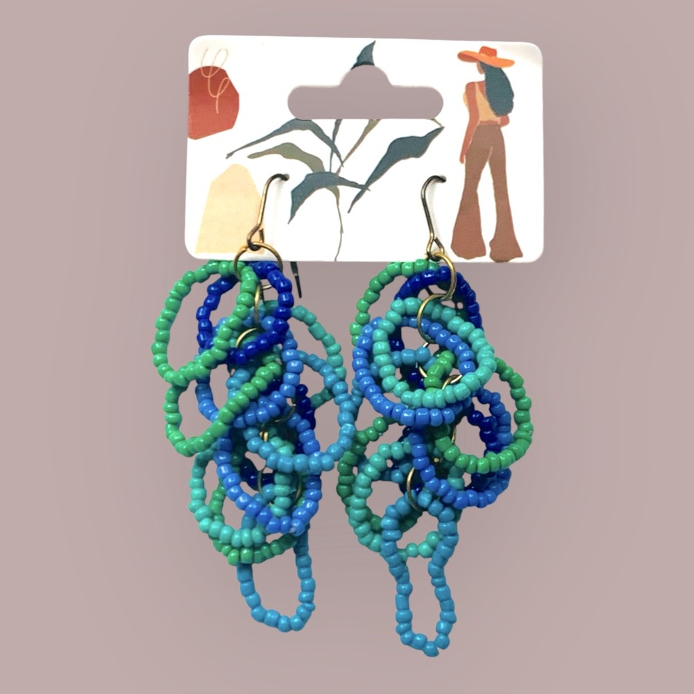 Colorful Beaded Loop Earrings - Picture 3 of 3